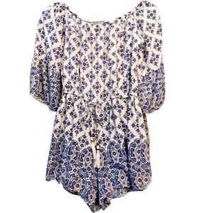 ANGIE Floral Romper Shorts S Cottagecore Coquette Boho Summer‎ Beach Vacation